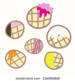 Vector set of Waffle, Cute Waffle, Set of Snack
