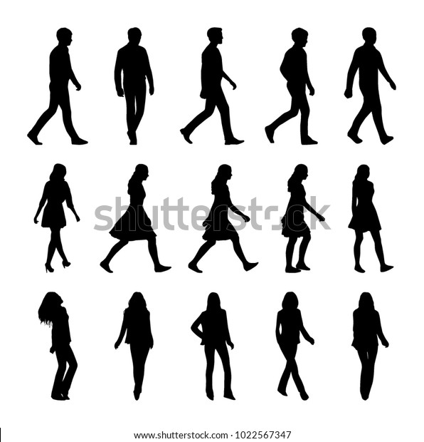 歩く人のシルエットのベクター画像セット のベクター画像素材 ロイヤリティフリー