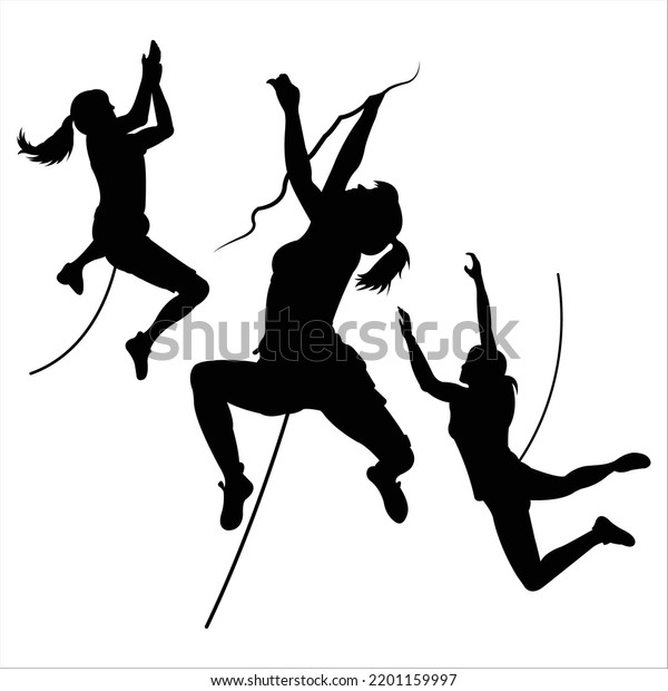 Vector Set Wall Climbing Silhouettes Illustration Stock Vector (Royalty ...