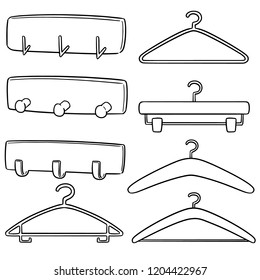 Vector Set Of Wall Coat Rack And Hanger