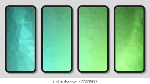 Vector set of wallpaper for phone. The edited polygon mesh is disguised as a phone.