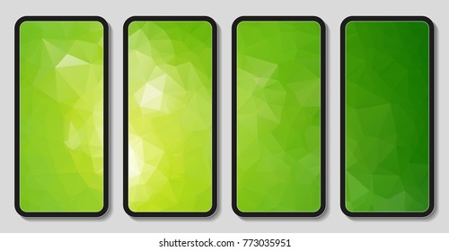 Vector set of wallpaper for phone. The edited polygon mesh is disguised as a phone.