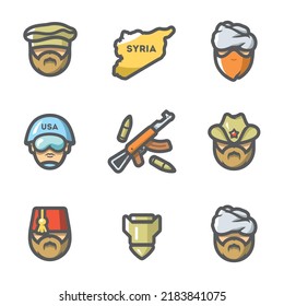 Vector Set of War Syria Icons.