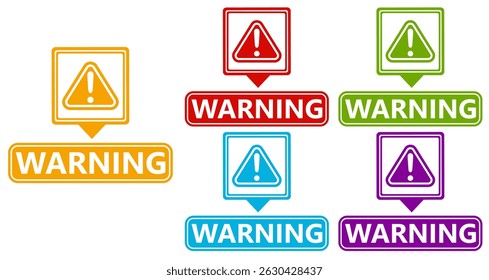 vector set warning icon sign. safety signs Attention symbol labels sticker template design illustration