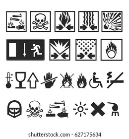 Vector set of warning signs isolated on white background.