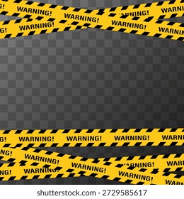 Un conjunto de Vectores de cintas de advertencia y señales. Líneas de advertencia Abstractas y señales para sitios de construcción, policía y accidentes de tránsito. Elementos de la colección de cinta de advertencia para su diseño.