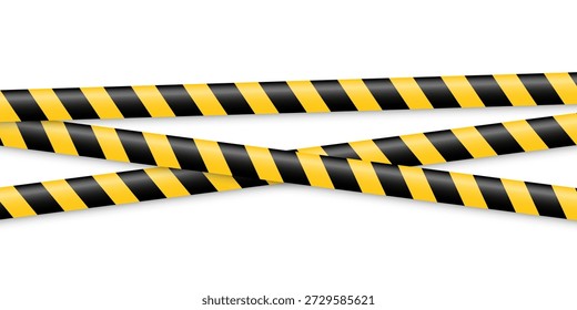 Un conjunto de Vectores de cintas de advertencia y señales. Líneas de advertencia Abstractas y señales para sitios de construcción, policía y accidentes de tránsito. Elementos de la colección de cinta de advertencia para su diseño.