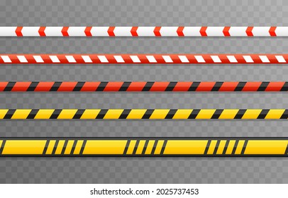 Vector Set Of Warning Tapes. Yellow Tape, Danger Zone, Police Tape Png.