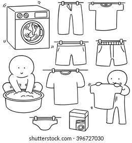 vector set of washing clothes