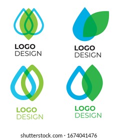 Vector set of water abstract modern logo. Logotype and symbols