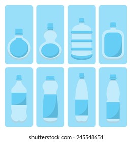 Vector set of water bottle on isolated background