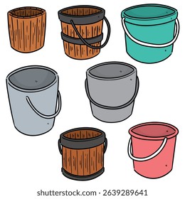 vector set of water buckets