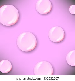 Vector Set of Water Drops Isolated on Pink Background