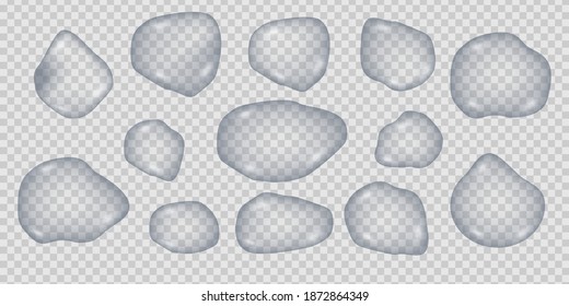 Vector set of water drops. Raindrop, drinking water, shower, moisturizer concept. Vector illustration of EPS 10. 