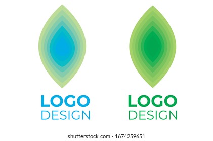 Vector set of water and green leaf abstract modern logo. Logotype and symbols