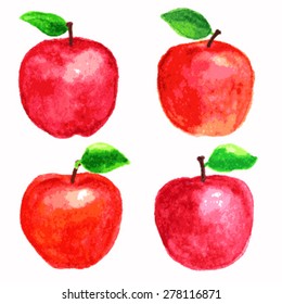 vector set of watercolor apple