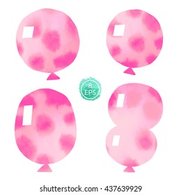 Vector. Set of watercolor balloons isolated on white background. 