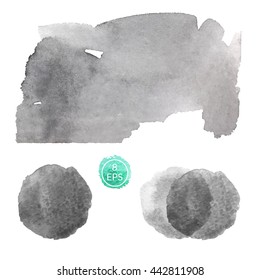 Vector. Set of watercolor blots isolated on white background. Colorful hand drawn watercolor blots for your design.