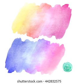 Vector. Set of watercolor blots isolated on white background. Colorful hand drawn watercolor blots for your design.