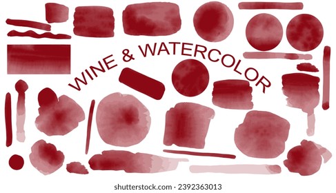Vector set of watercolor brush strokes stains background 