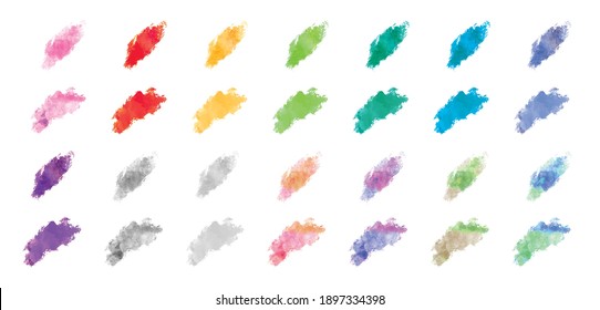 Conjunto vectorial de pinceles acuarelas. 