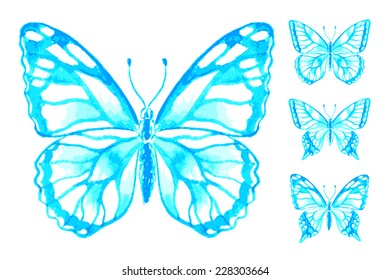 Vector set of watercolor butterflies