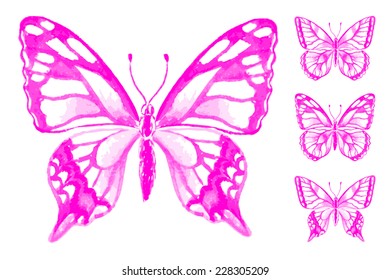 Vector set of watercolor butterflies