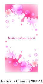 Vector set of watercolor cards with the image of soap bubbles. Graphic set. Template for greeting card and invitation. Flyer, poster, banner.
