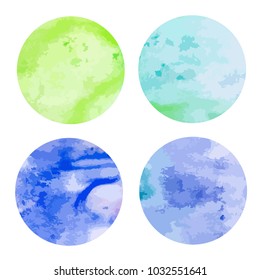 Vector set of watercolor circle. hand painted element for design.