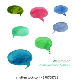 Vector set watercolor communication bubbles