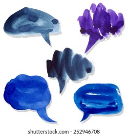 Vector set watercolor communication bubbles