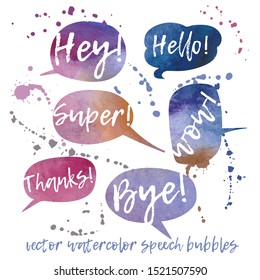 Vector set watercolor communication speech bubbles