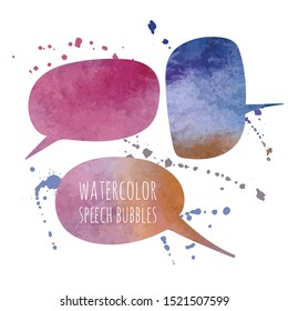Vector set watercolor communication speech bubbles