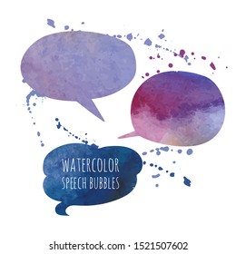 Vector set watercolor communication speech bubbles