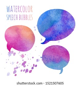 Vector set watercolor communication speech bubbles