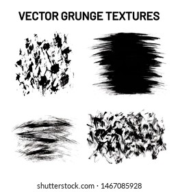 Vector Set of watercolor grunge texture stains on white. Hand-drawn illustration. Can be used for collage, banner, fashion illustration, zine, banner, web background, postcard