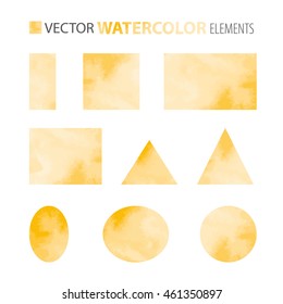 Vector set - watercolor shapes - circle, ellipse, rectangle, square, triangle. Isolated on white background. Eps 10.