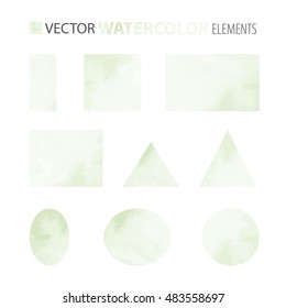 Vector set - watercolor shapes isolated on white background. Green. Eps 10.