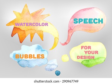 Vector Set Of Watercolor Speech Bubbles 