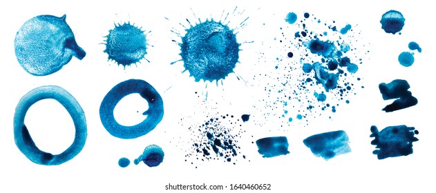 Vector set of watercolor splashes on a white background