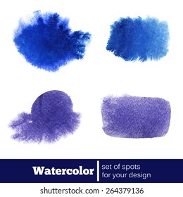 Vector set of watercolor spot. Blue color. EPS 10 