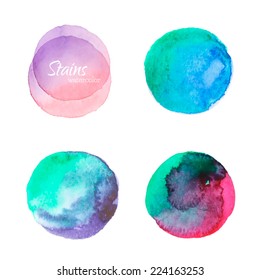 Vector set of watercolor stains