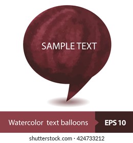 Vector set of watercolor text balloons on white background. 