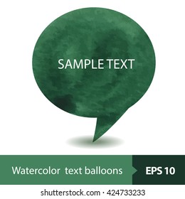 Vector set of watercolor text balloons on white background. 