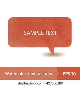 Vector set of watercolor text balloons on white background.