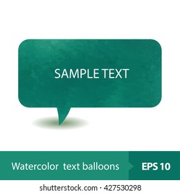 Vector set of watercolor text balloons on white background.