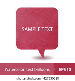 Vector set of watercolor text balloons on white background.