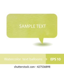 Vector set of watercolor text balloons on white background.