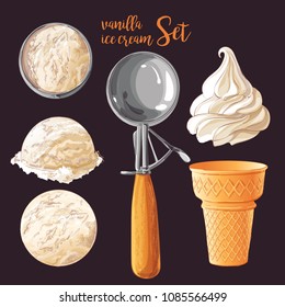 Ice Cream Scoop Cartoon Vector Icon Illustration