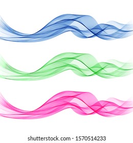 Vector set of waves. Abstract wavy lines, design element.